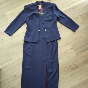 Women’s Navy Two-Piece Skirt Suit Jacket & Dress